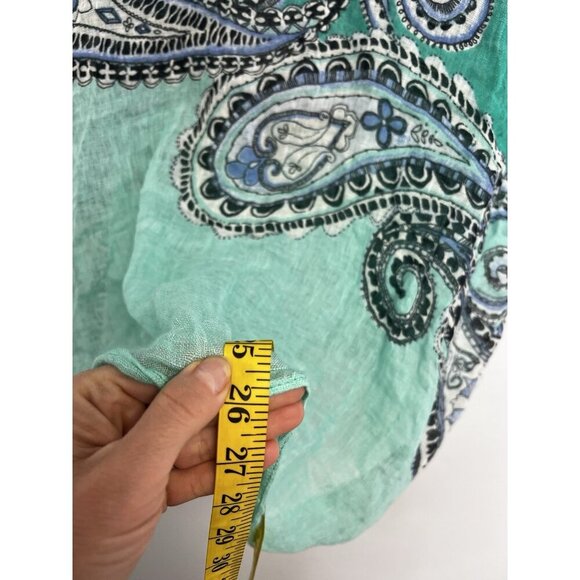 Chicos Women’s 100% Linen Poncho Blouse Cover Up Top Boho Beach S M Paisley - Picture 9 of 11